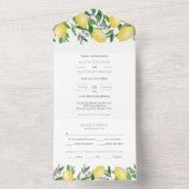 Invitation Tout En Un Aquarelle Citron violet Citrus Mariage (À l'intérieur)