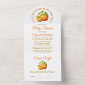 Invitation Tout En Un Aquarelle Citrus Oranges Un Peu Douche Cutie (À l'intérieur)