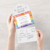 Invitation Tout En Un Aquarelle claire Gradient Rainbow Gay Mariage (Déchirure)