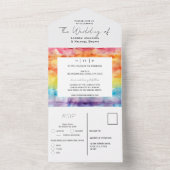 Invitation Tout En Un Aquarelle claire Gradient Rainbow Gay Mariage (À l'intérieur)