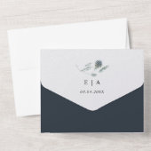 Invitation Tout En Un Aquarelle de chardon bleu Mariage Eucalyptus (Verso)