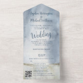 Invitation Tout En Un Aquarelle de plage tout en un mariage Inviter plag (À l'intérieur)