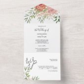 Invitation Tout En Un Aquarelle douce Rose orange (À l'intérieur)