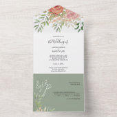 Invitation Tout En Un Aquarelle douce Rose orange (À l'intérieur)