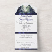 Invitation Tout En Un Aquarelle et Mariage de ruban bleu (À l'intérieur)