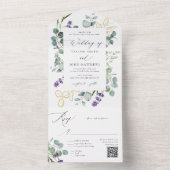 Invitation Tout En Un Aquarelle Eucalyptus Lavender Mariage (À l'intérieur)