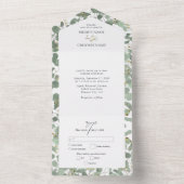 Invitation Tout En Un Aquarelle Eucalyptus Mariage de fleurs vertes (À l'intérieur)
