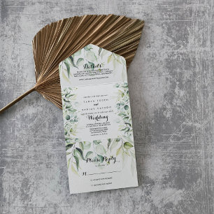 Invitation Tout En Un Aquarelle Eucalyptus Mariage de verdure