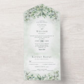 Invitation Tout En Un Aquarelle Eucalyptus Vert Sage Vert Mariage (À l'intérieur)