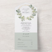 Invitation Tout En Un Aquarelle Eucalyputus Verdure & Mariage Or (À l'intérieur)
