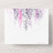 Invitation Tout En Un Aquarelle feuilles indigo rose mariage after party (Verso)