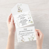 Invitation Tout En Un Aquarelle Fleur Fluide de champ Delicate (Déchirure)