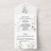 Invitation Tout En Un Aquarelle Fleur Fluide de champ Delicate (À l'intérieur)