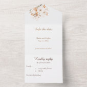 Invitation Tout En Un Aquarelle fleurie beige et or (À l'intérieur)