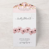 Invitation Tout En Un Aquarelle Fleurs élégantes Mariage or (Dehors)