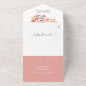 Invitation Tout En Un Aquarelle Fleurs or rose Confetti Mariage RSVP (Dehors)