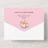 Invitation Tout En Un Aquarelle Floral Automne Citrouille rose Mariage d (Verso)