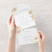 Invitation Tout En Un Aquarelle Floral Jardin Mariage Crest (Déchirure)