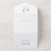 Invitation Tout En Un Aquarelle Floral Monogramme Simple Mariage élégant (Dehors)