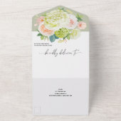 Invitation Tout En Un Aquarelle Floral Sage Mariage vert (Dehors)
