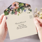 Invitation Tout En Un Aquarelle florale, All in One Wedding Invite.