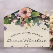 Invitation Tout En Un Aquarelle florale, All in One Wedding Invite.