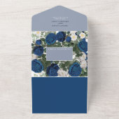 Invitation Tout En Un Aquarelle Florale Bleue Moderne Mariage élégant (Dehors)