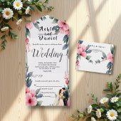 Invitation Tout En Un Aquarelle Florale Mariée Et Mariage De Chambres