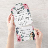 Invitation Tout En Un Aquarelle Florale Mariée Et Mariage De Chambres (Déchirure)