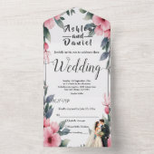 Invitation Tout En Un Aquarelle Florale Mariée Et Mariage De Chambres (À l'intérieur)