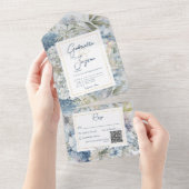 Invitation Tout En Un Aquarelle Florale Rustique Code QR (Déchirure)