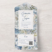 Invitation Tout En Un Aquarelle Florale Rustique Code QR (À l'intérieur)