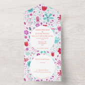 Invitation Tout En Un Aquarelle Flower Meadow Turquoise (À l'intérieur)