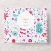 Invitation Tout En Un Aquarelle Flower Meadow Turquoise (Verso)