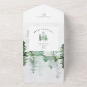 Invitation Tout En Un aquarelle forêt noël photo enregistrer la date (Dehors)