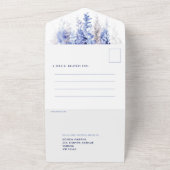 Invitation Tout En Un Aquarelle hiver bleu soirée réception mariage (Dehors)