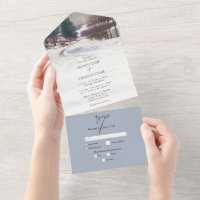 Aquarelle Hiver Mariage paysage neige
