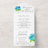 Invitation Tout En Un Aquarelle Hydrangea Blue Floral Mariage (À l'intérieur)