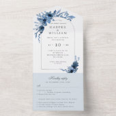 Invitation Tout En Un aquarelle indigo arche rsvp mariage attaché (À l'intérieur)
