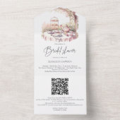 Invitation Tout En Un Aquarelle Jardin Fête des mariées QR Code Rsvp (À l'intérieur)