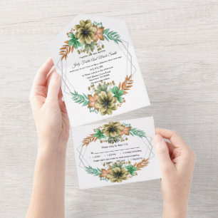 Invitation Tout En Un Aquarelle Jaune Et Orange Mariage Floral