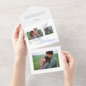 Invitation Tout En Un Aquarelle Joyeux Script de Noël Juniper 3 photos (Déchirure)