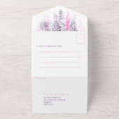 Invitation Tout En Un Aquarelle lindigo rose soirée réception mariage (Dehors)