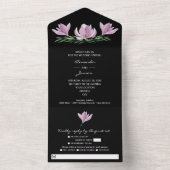 Invitation Tout En Un Aquarelle Magnolia Floral Mariage (À l'intérieur)