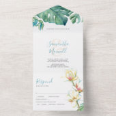 Invitation Tout En Un Aquarelle Magnolia Mariage tout en un (À l'intérieur)