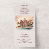 Invitation Tout En Un Aquarelle mariage de destination à Cancun Mexique (À l'intérieur)