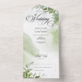 Invitation Tout En Un Aquarelle Mariage de feuillage (À l'intérieur)