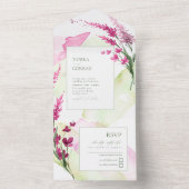 Invitation Tout En Un Aquarelle Mariage fleur sauvage Fuchsia ID954 (À l'intérieur)