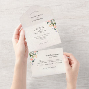 Invitation Tout En Un Aquarelle Mariage Fleur Sauvage sans joint
