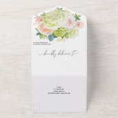 Invitation Tout En Un Aquarelle Mariage Floral blanc (Dehors)